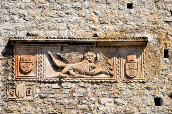 Winged Lion Relief on Big Revelin Tower in Korčula, Croatia - Encircle Photos