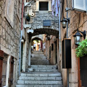 Stairs Up Biskupa Luke Tolentića in Korčula, Croatia - Encircle Photos