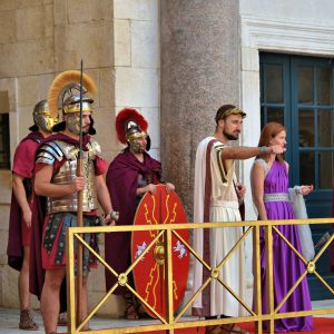 Roman Emperor Surrounded by Soldiers near Vestibule in Split, Croatia - Encircle Photos