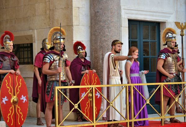 Roman Emperor Surrounded by Soldiers near Vestibule in Split, Croatia - Encircle Photos