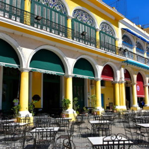 Outdoor Eatery at Plaza Vieja in Havana, Cuba - Encircle Photos