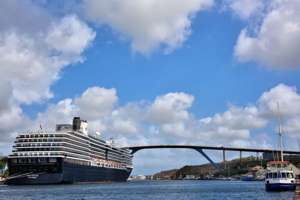 Cruise Ship near Queen Juliana Bridge in Willemstad, Curaçao - Encircle Photos