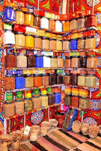Spice Jars in Egyptian Market at Aswan, Egypt - Encircle Photos