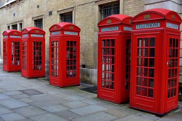 Five Red Telephone Booths in London, England - Encircle Photos