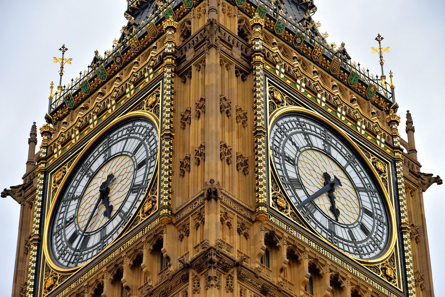 Big Ben Close Up at Palace of Westminster in London, England Encircle
