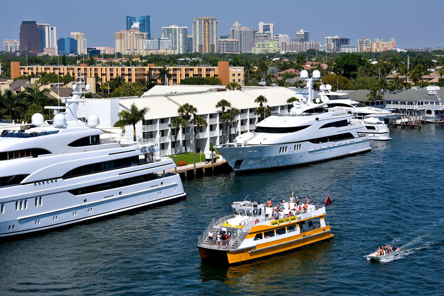 Boats of All Sizes on Intracoastal Waterway in Fort Lauderdale, Florida