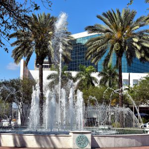 Water Fountain in Huizenga Plaza in Fort Lauderdale, Florida - Encircle Photos