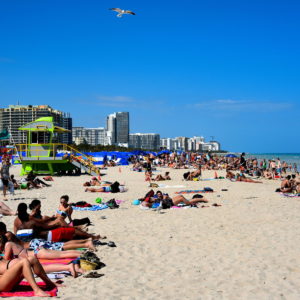 Crowds Sunning at South Beach in Miami Beach, Florida - Encircle Photos