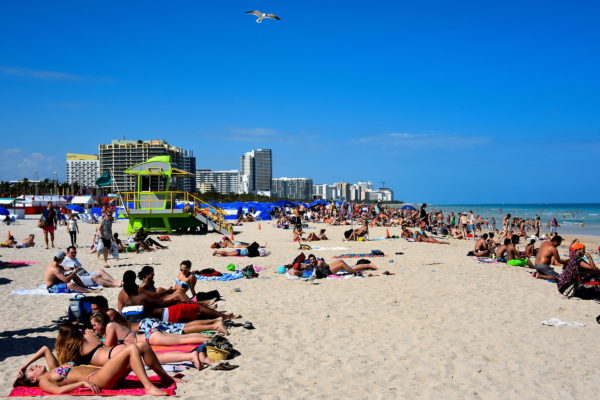 Crowds Sunning at South Beach in Miami Beach, Florida - Encircle Photos