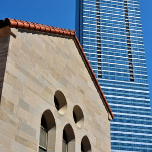 Skyscraper with Humble Church in Miami, Florida - Encircle Photos