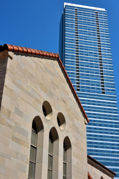 Skyscraper with Humble Church in Miami, Florida - Encircle Photos