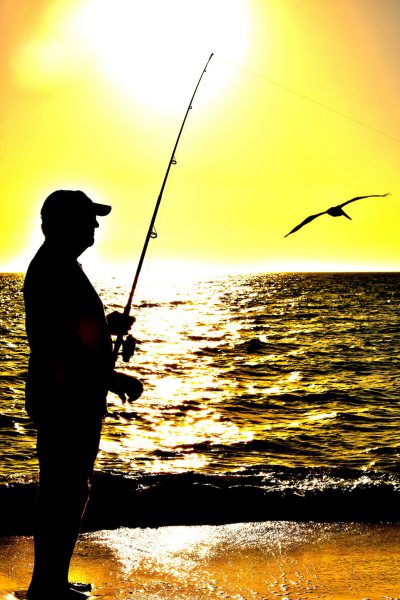 Man Fishing during Gulf Coast Sunset in Naples, Florida - Encircle Photos