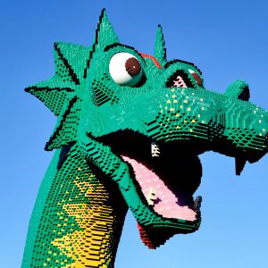 Brickley the Lego Sea Serpent in Lake Buena Vista at Disney in Orlando, Florida - Encircle Photos