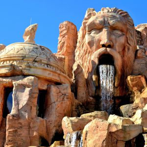Poseidon Waterfall in Lost Continent at Islands of Adventure in Orlando, Florida - Encircle Photos