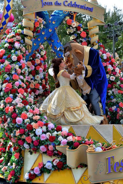 Beauty and the Beast Dancing on Parade at Magic Kingdom in Orlando, Florida - Encircle Photos
