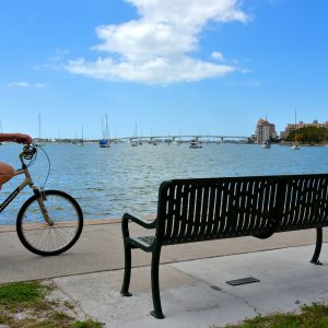 Man Riding Bicycle along Sarasota Bay in Sarasota, Florida - Encircle Photos