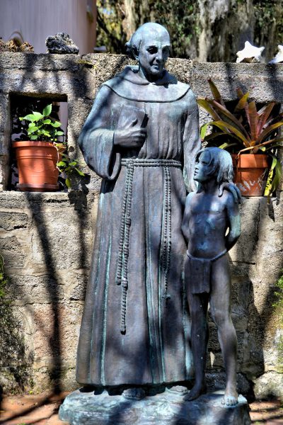 Franciscan with Indian Boy Statue in Old City of St. Augustine, Florida - Encircle Photos