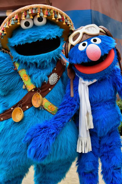 Cookie Monster and Grover Posing at Busch Gardens in Tampa, Florida - Encircle Photos