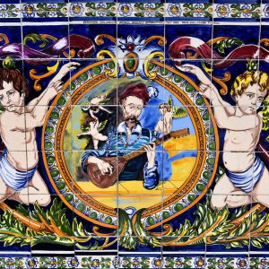 Cherubs and Spanish Musician Mosaic at Ybor City in Tampa, Florida - Encircle Photos
