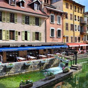 Outdoor Café along Thiou Canal in Annecy, France - Encircle Photos