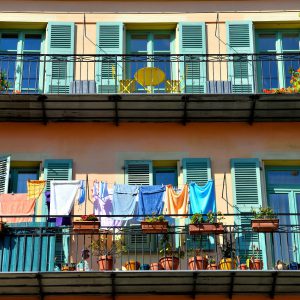 Drying Laundry and Flower Pots on Terraces in Nice, France - Encircle Photos