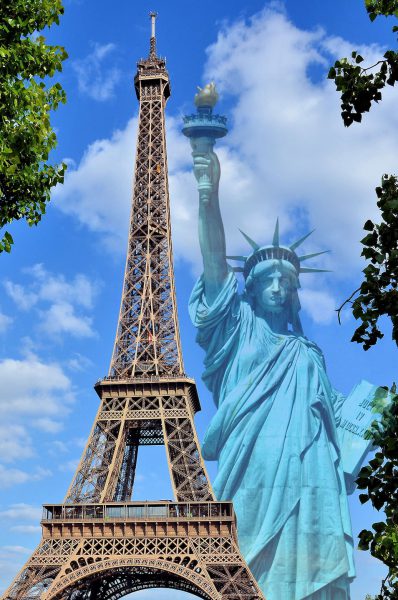 Eiffel Tower and Statue of Liberty Composite for Paris, France - Encircle Photos