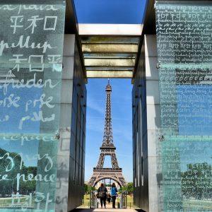 Wall for Peace Monument and Eiffel Tower at Champ de Mars in Paris, France - Encircle Photos