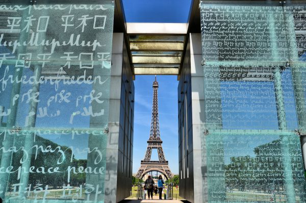 Wall for Peace Monument and Eiffel Tower at Champ de Mars in Paris, France - Encircle Photos