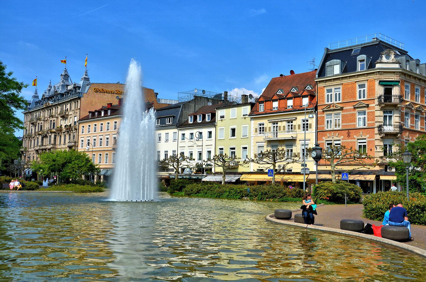Augustaplatz Square and Fountain in BadenBaden, Germany Encircle Photos