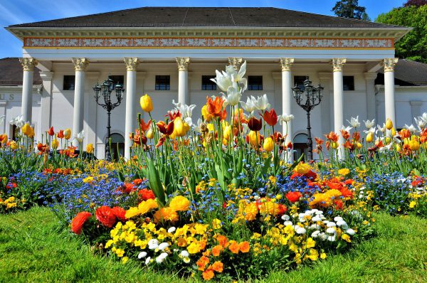 Kurhaus Casino Portico and Tulips in Baden-Baden, Germany - Encircle Photos