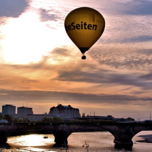 Hot Air Balloon at Sunset from Brühl’s Terrace in Dresden, Germany - Encircle Photos