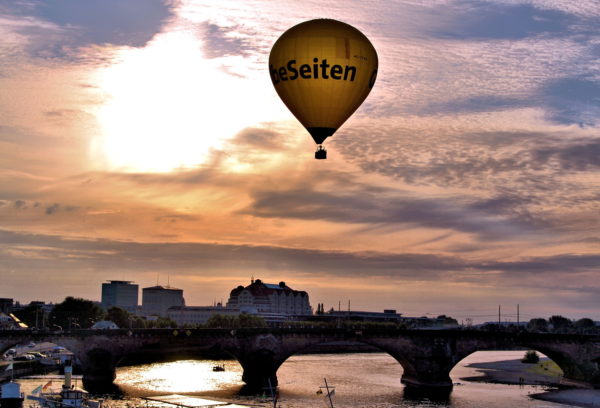 Hot Air Balloon at Sunset from Brühl’s Terrace in Dresden, Germany - Encircle Photos