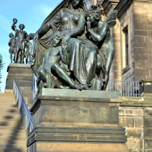 Night Statue on Staircase to Brühl’s Terrace in Dresden, Germany - Encircle Photos
