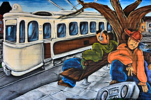Mural of VAG Tram in Freiburg im Breisgau, Germany - Encircle Photos