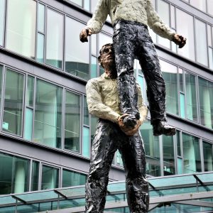 Two Men Sculpture by Stephan Balkenhol in Mainz, Germany - Encircle Photos