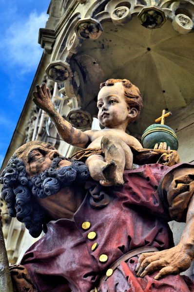 Saint Simeon Statue with Christ Child in Trier, Germany - Encircle Photos