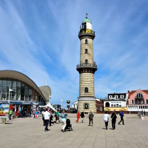 Lighthouse and Teapot Landmarks in Warnemünde, Germany - Encircle Photos