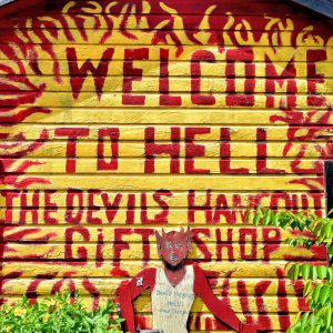 Hell’s Gift Shop Sign in West Bay, Grand Cayman - Encircle Photos