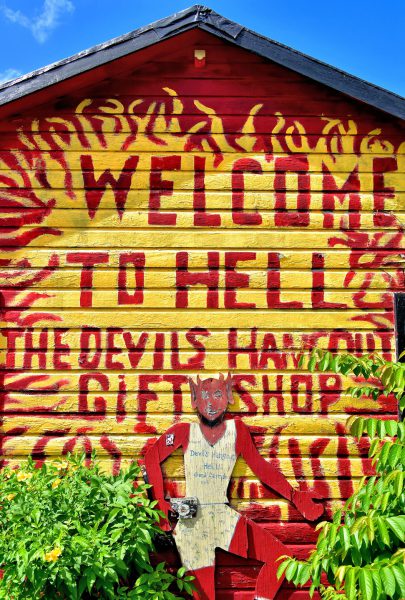 Hell’s Gift Shop Sign in West Bay, Grand Cayman - Encircle Photos