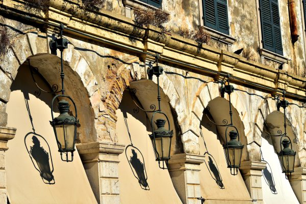 The Liston Streetlamps in Corfu, Greece - Encircle Photos