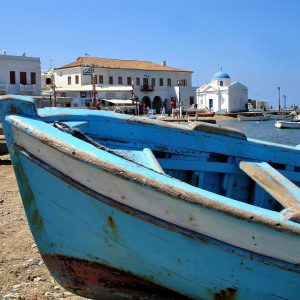 Weathered Fishing Boat at Old Port Harbor in Mykonos, Greece - Encircle Photos