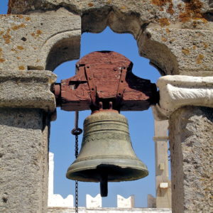 Bells atop Monastery of St. John in Chora on Patmos, Greece - Encircle Photos