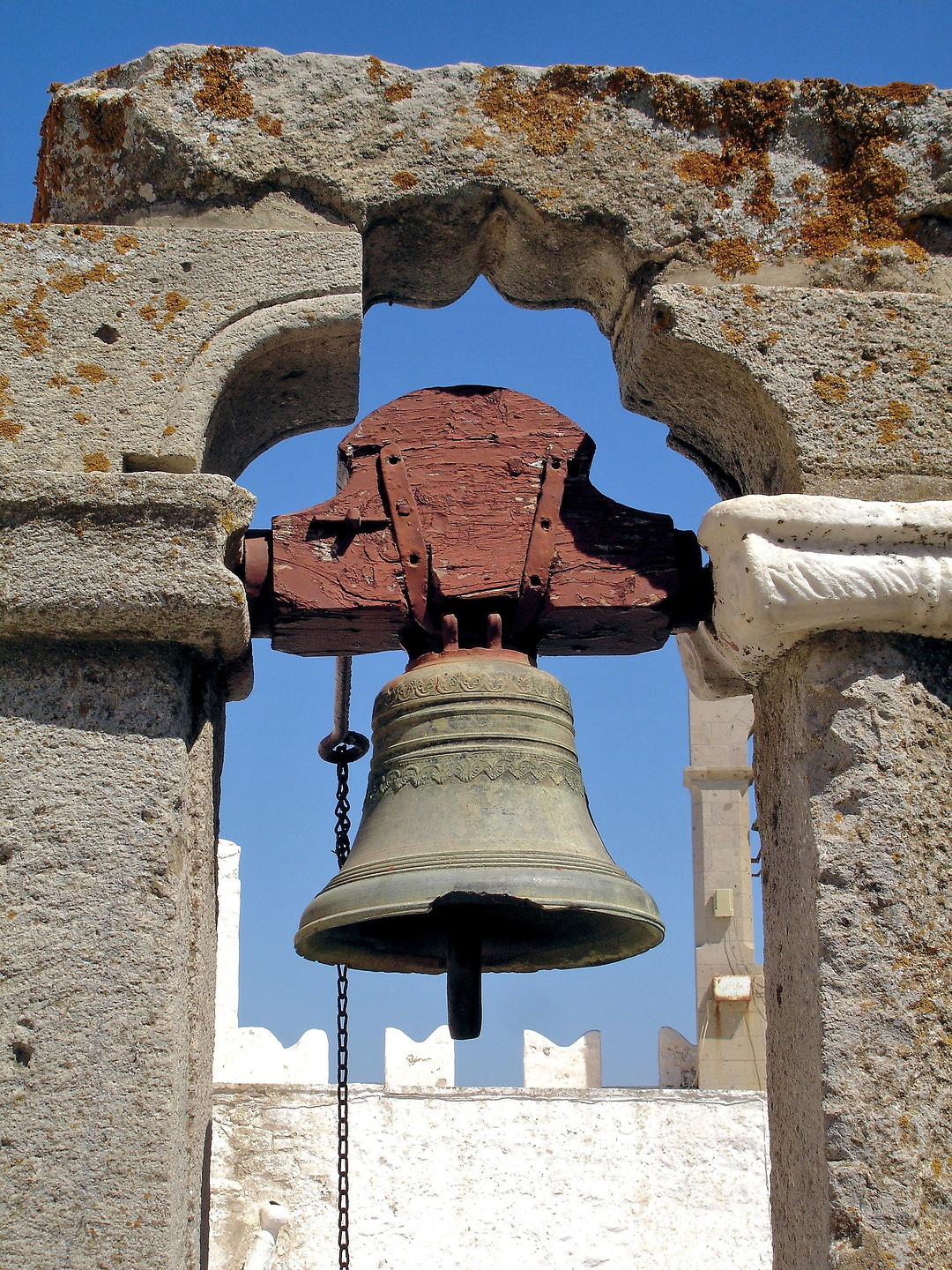 Bells atop Monastery of St. John in Chora on Patmos, Greece Encircle