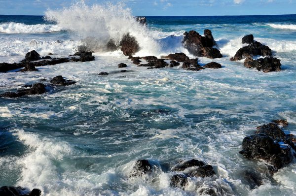 Waves Pounding Rocky Outcrops along Hāna Highway, Maui, Hawaii - Encircle Photos