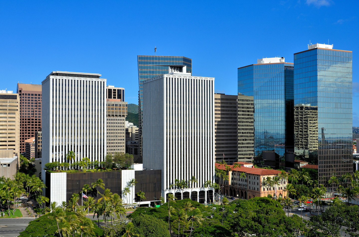 Downtown Highrises in Honolulu, O’ahu, Hawaii Encircle Photos