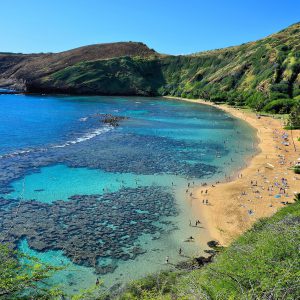 Elevated View of Hanauma Bay on O’ahu in Hawaii - Encircle Photos