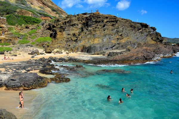 Swimming at Halona Beach Cove on Windward Coast of O’ahu, Hawaii - Encircle Photos