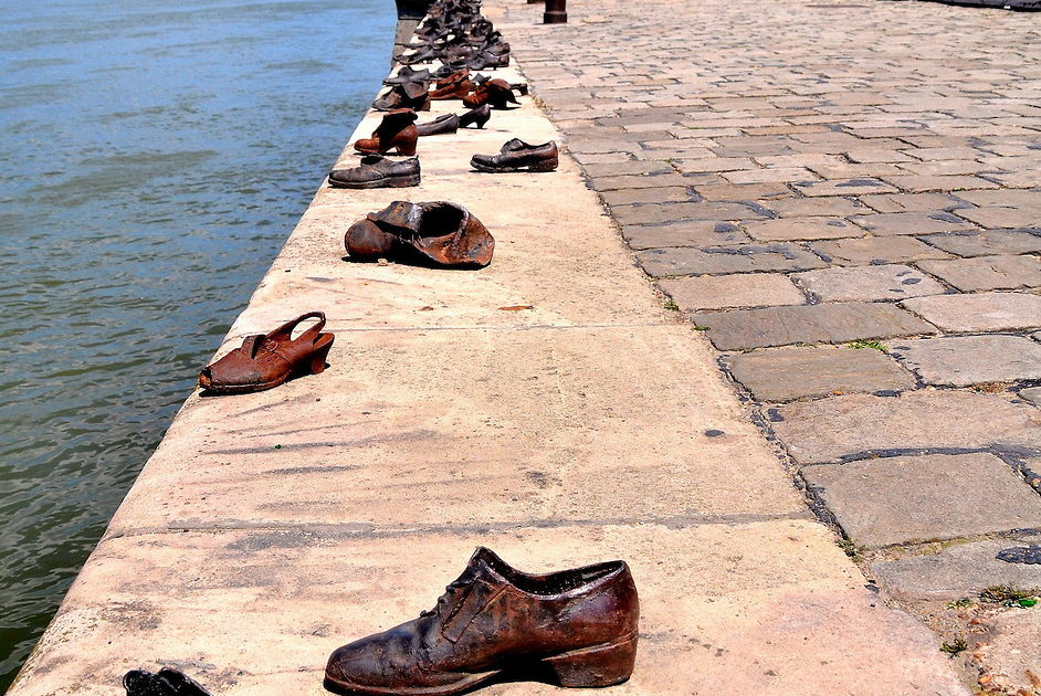 Bronze Shoes Memorial on Danube Promenade in Budapest Bronze Shoes Memorial on Danube Promenade in Budapest
