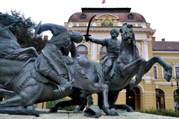 Border Castle Warriors Sculpture at Dobó Square in Eger, Hungary - Encircle Photos