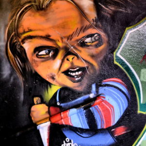 Charles Lee Ray Chucky Child’s Play Mural in Eger, Hungary - Encircle Photos